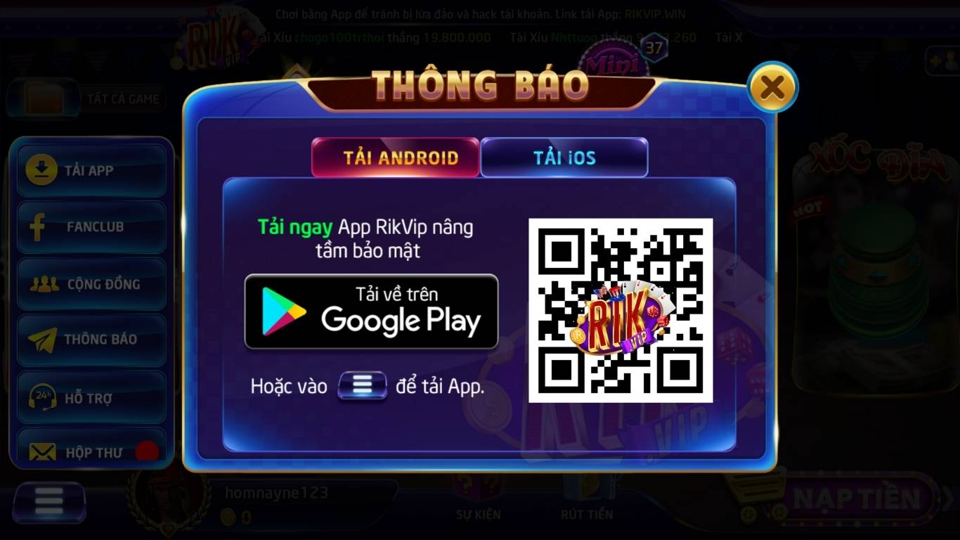 Tải Rikvip trên Android